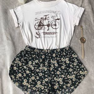 Black Summer Floral Shorts